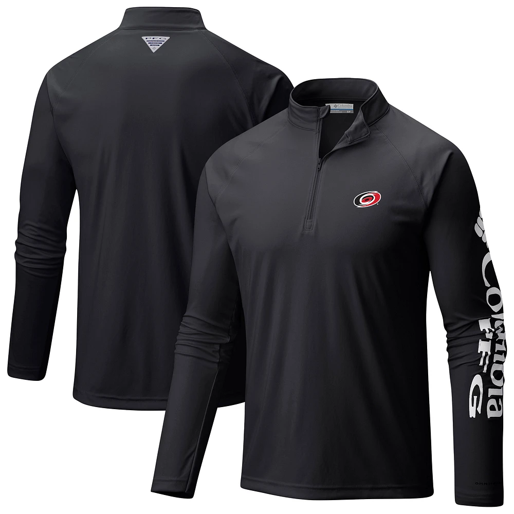 Men's Columbia Carolina Hurricanes Terminal Tackle Omni-Wick Raglan Quarter-Zip Top