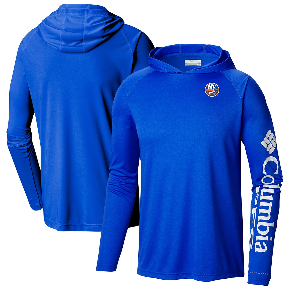 Men's Columbia Royal New York Islanders Terminal Tackle Omni-Shade Raglan Pullover Hoodie
