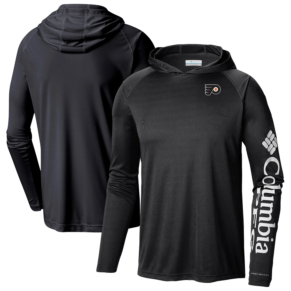 Men's Columbia Black Philadelphia Flyers Terminal Tackle Omni-Shade Raglan Pullover Hoodie