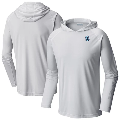 Men's Columbia White Seattle Kraken Terminal Tackle Omni-Shade Raglan Pullover Hoodie