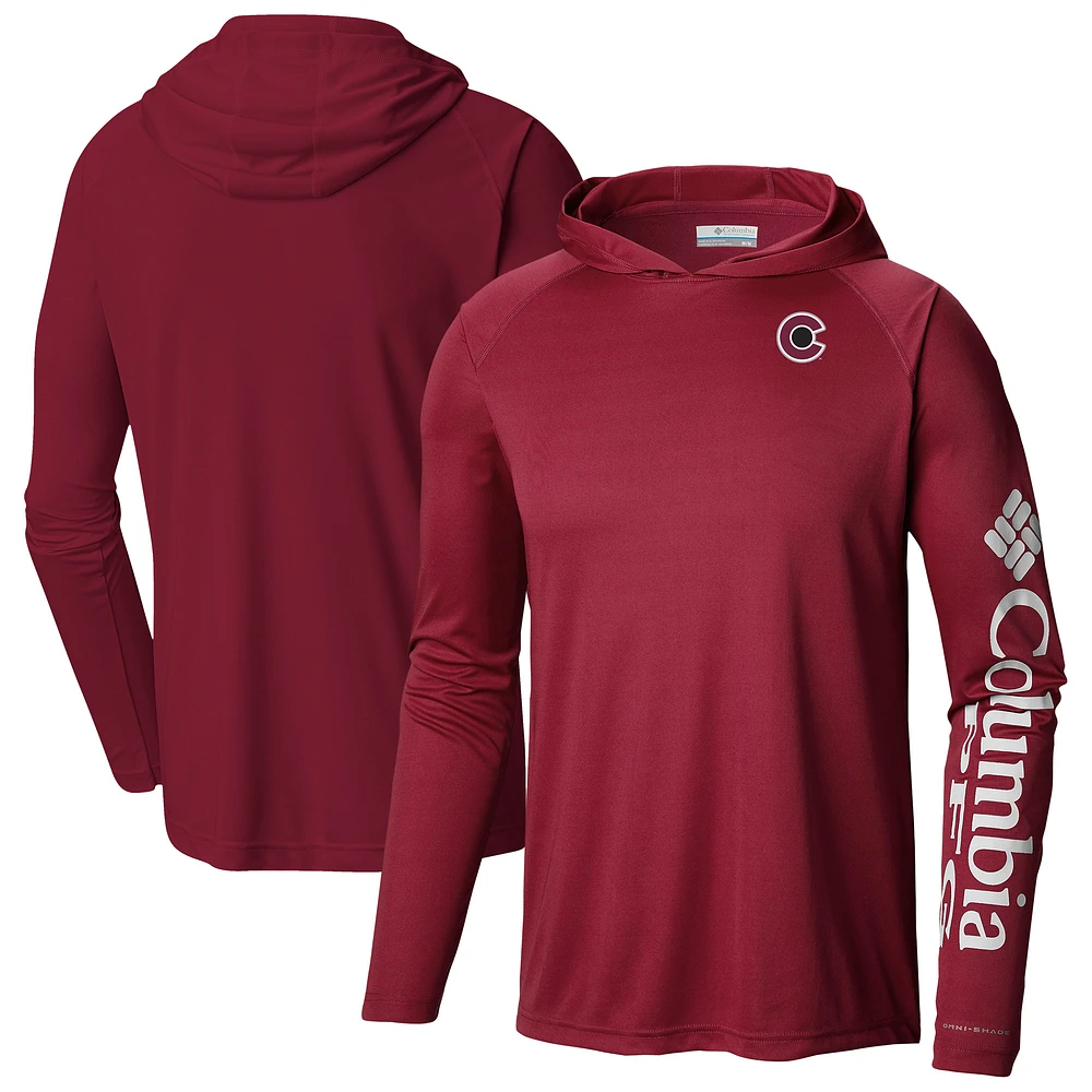 Men's Columbia Burgundy Colorado Avalanche Terminal Tackle Omni-Shade Raglan Pullover Hoodie