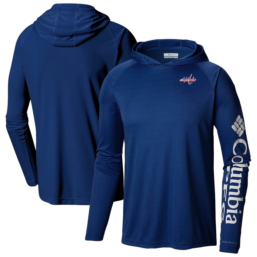Men's Columbia Navy Washington Capitals Terminal Tackle Omni-Shade Raglan Pullover Hoodie