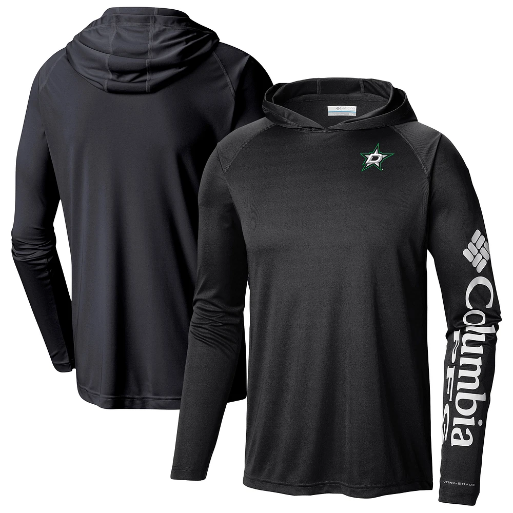 Men's Columbia Black Dallas Stars Terminal Tackle Omni-Shade Raglan Pullover Hoodie