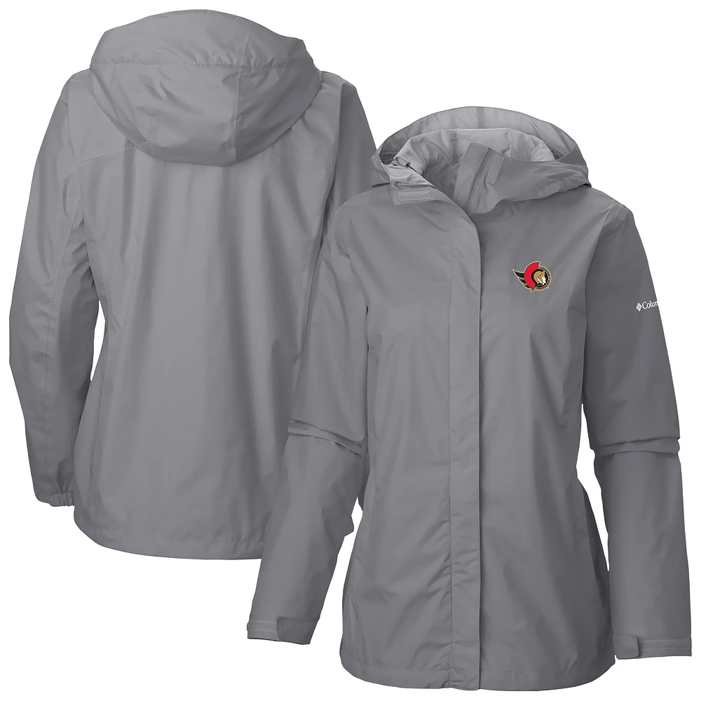 Women's Columbia Gray Ottawa Senators Arcadia Omni-Tech Full-Zip Hooded Rain Jacket