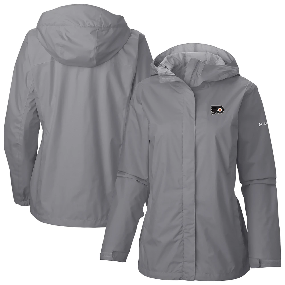Women's Columbia Gray Philadelphia Flyers Arcadia Omni-Tech Full-Zip Hooded Rain Jacket