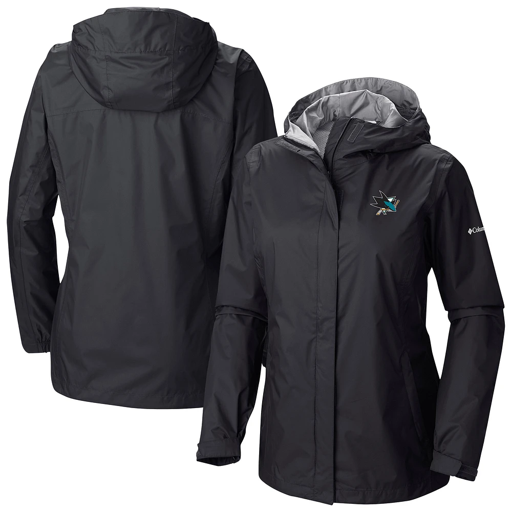 Women's Columbia Black San Jose Sharks Arcadia Omni-Tech Full-Zip Hooded Rain Jacket