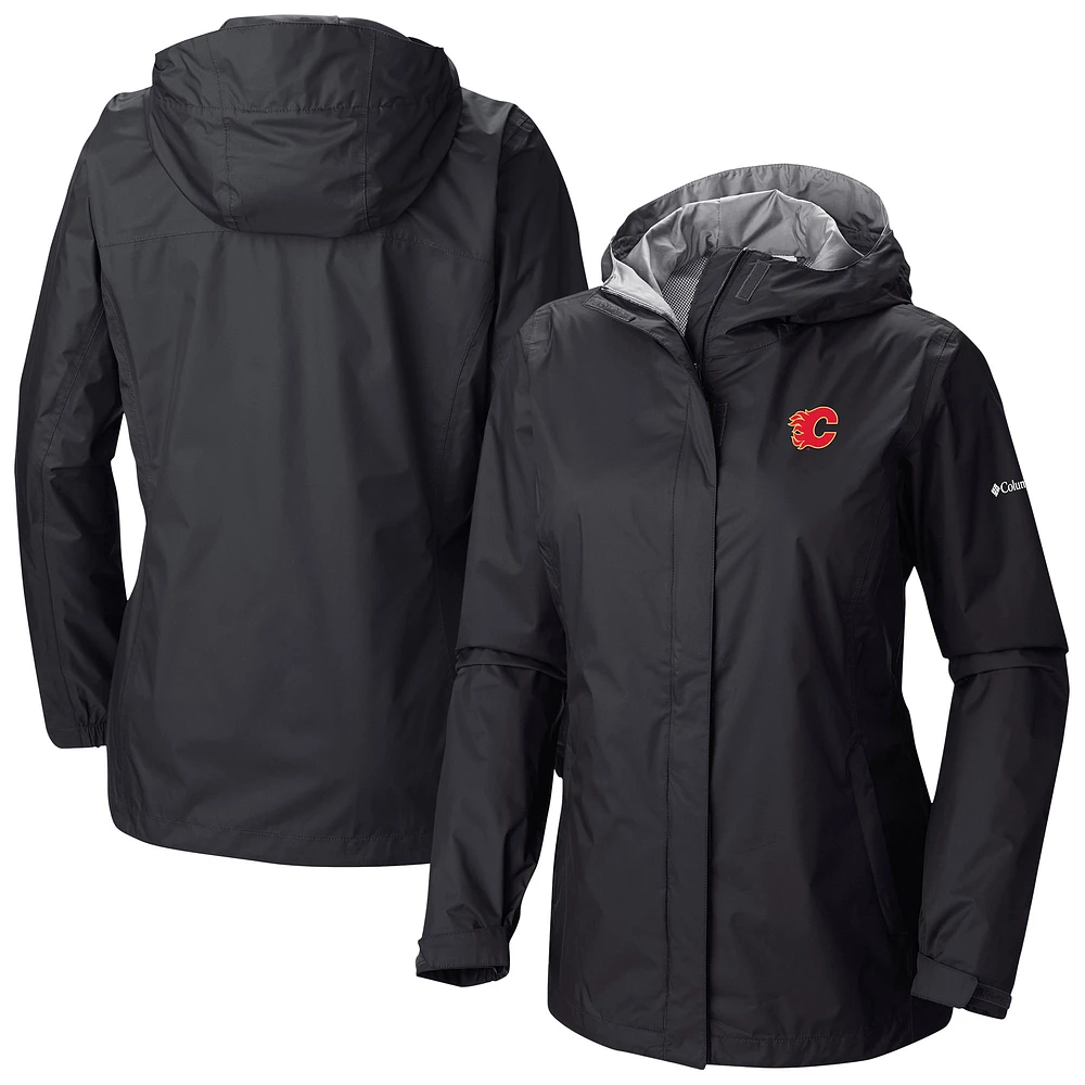 Women's Columbia Black Calgary Flames Arcadia Omni-Tech Full-Zip Hooded Rain Jacket