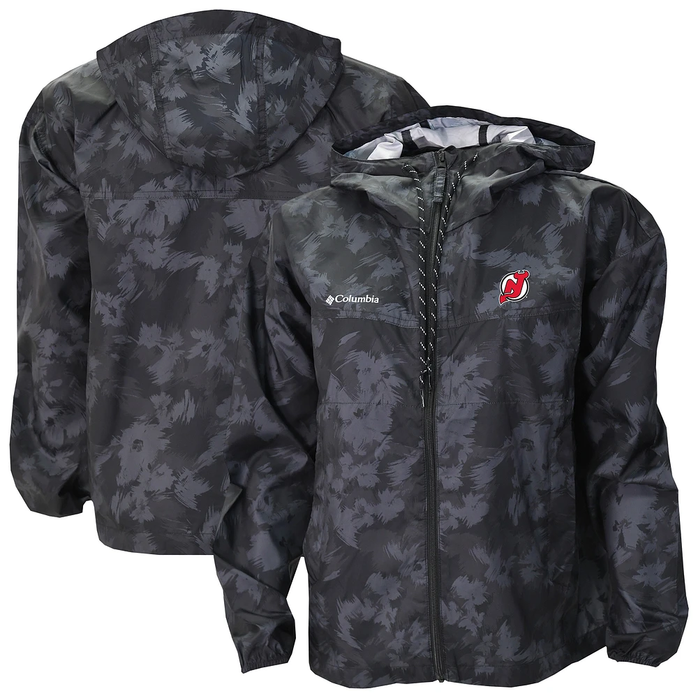 Women's Columbia Black New Jersey Devils Flash Challenger Omni-Shade Full-Zip Windbreaker Jacket