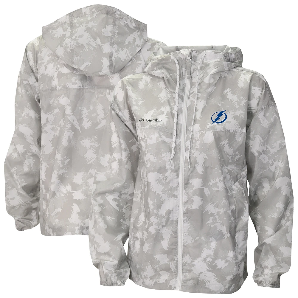 Women's Columbia White Tampa Bay Lightning Flash Challenger Omni-Shade Full-Zip Windbreaker Jacket