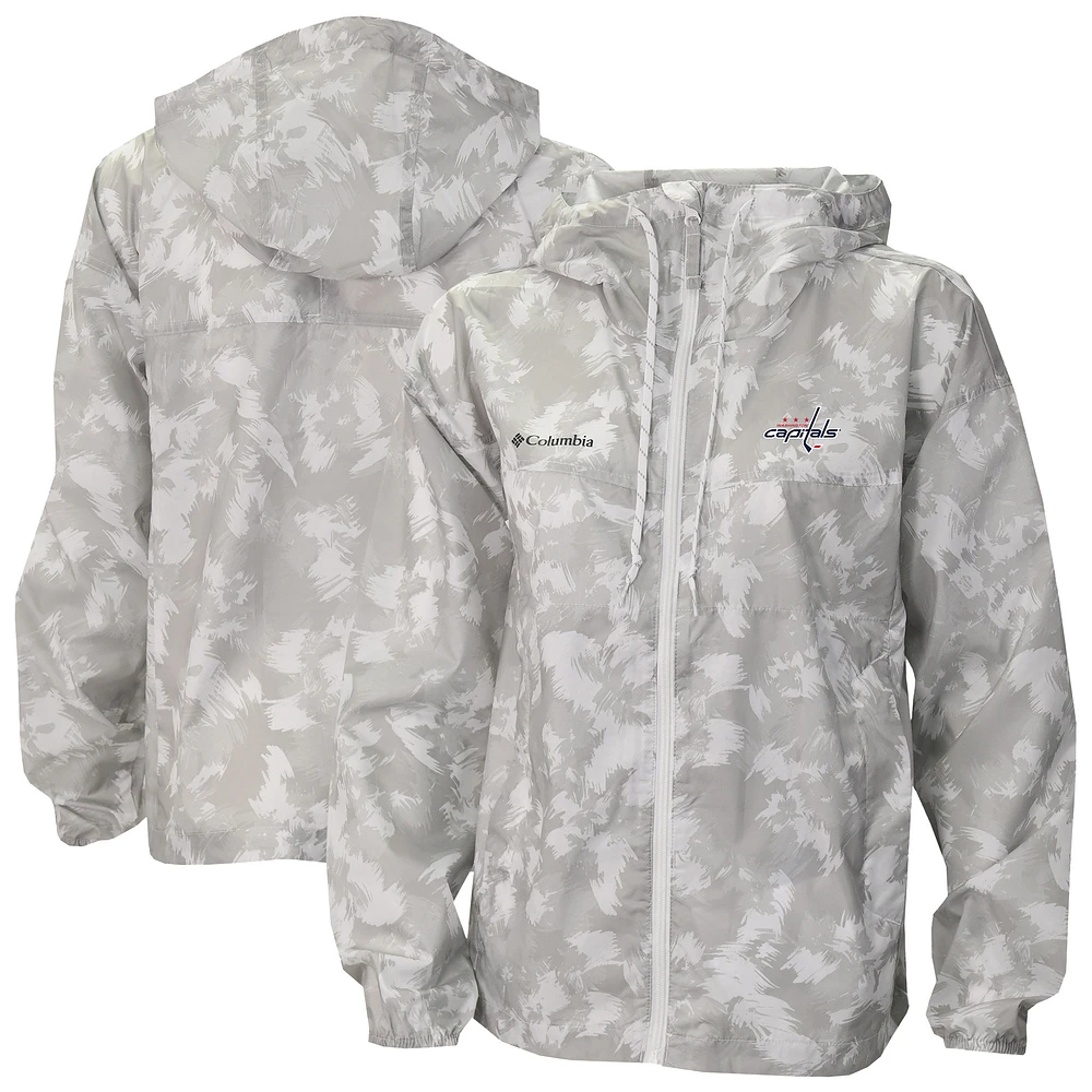 Women's Columbia White Washington Capitals Flash Challenger Omni-Shade Full-Zip Windbreaker Jacket