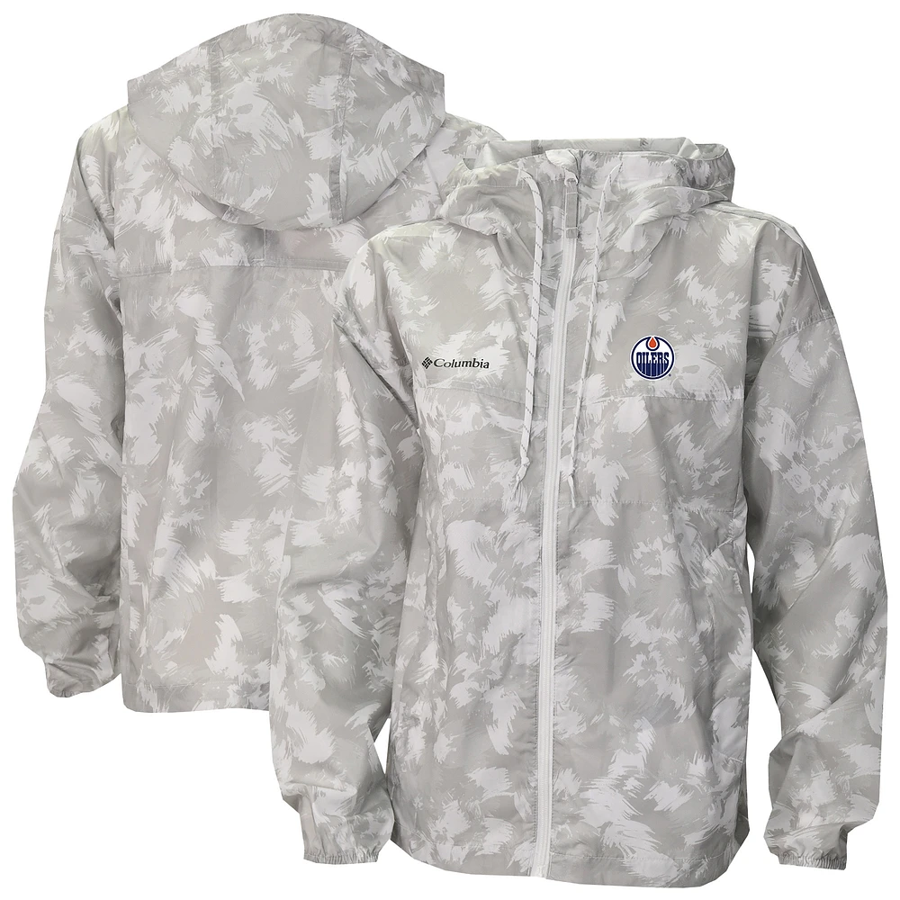 Women's Columbia White Edmonton Oilers Flash Challenger Omni-Shade Full-Zip Windbreaker Jacket