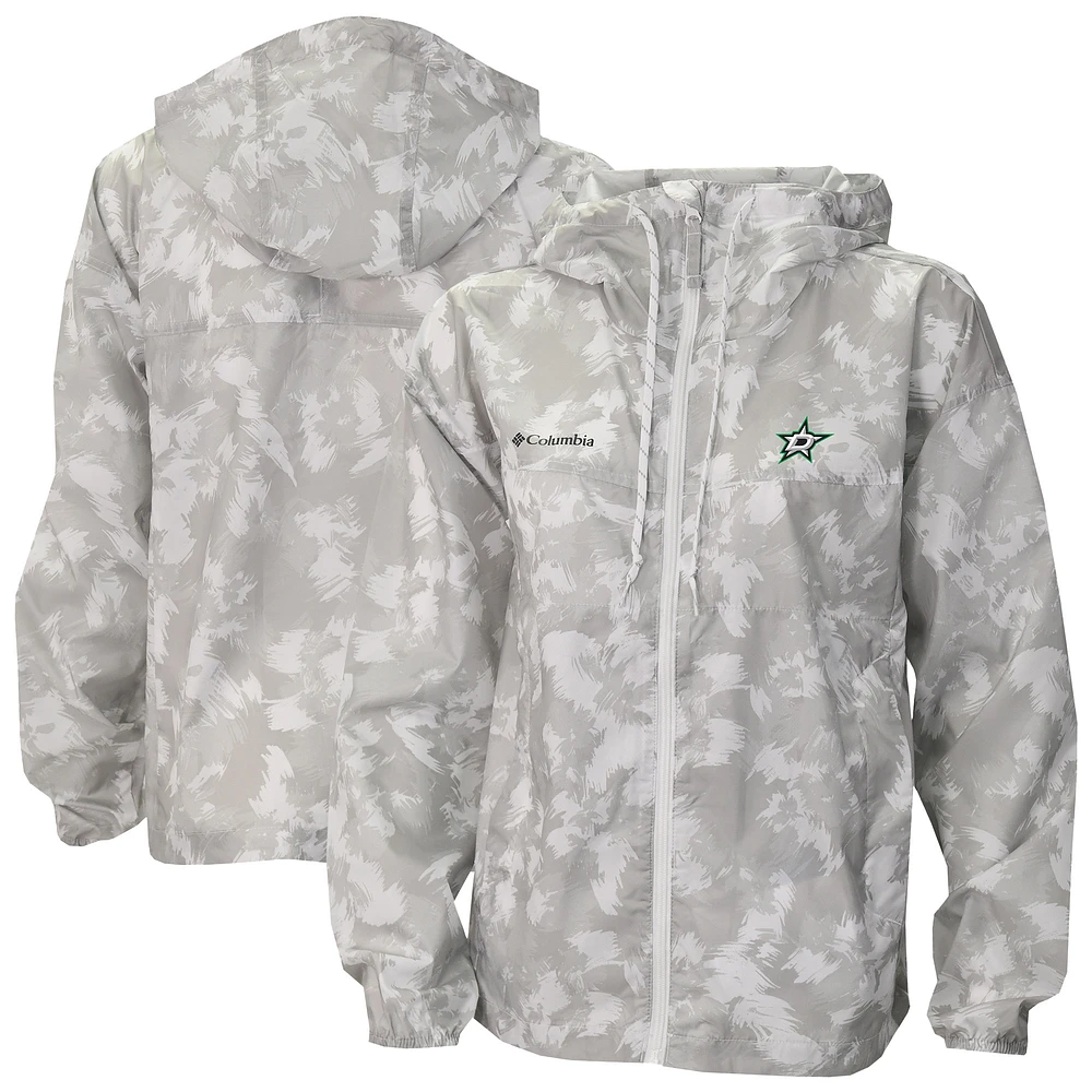 Men's Columbia White Dallas Stars Flash Challenger Omni-Shade Full-Zip Windbreaker Jacket