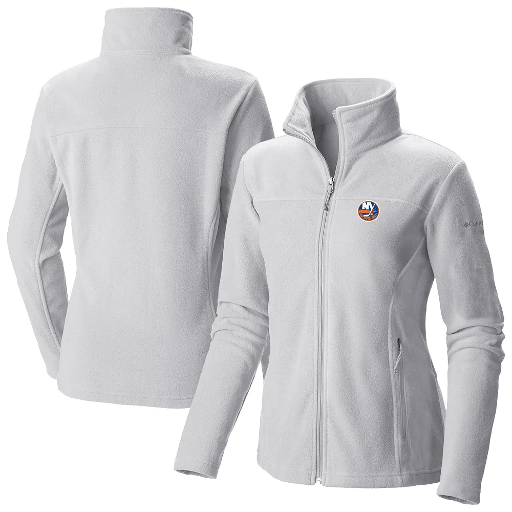 Women's Columbia White New York Islanders Give & Go II Fleece Full-Zip Jacket