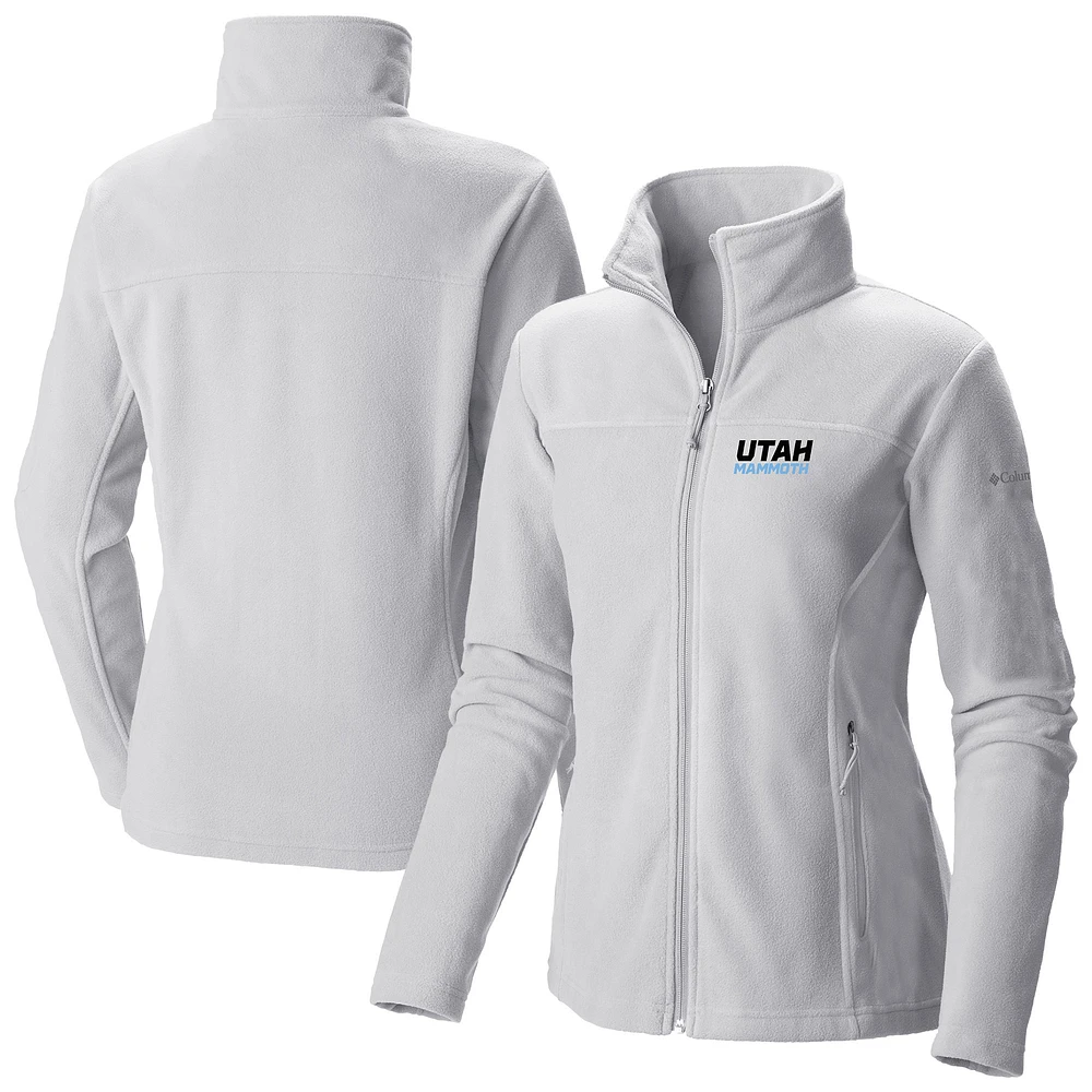 Women's Columbia White Utah Hockey Club Give & Go II Fleece Full-Zip Jacket