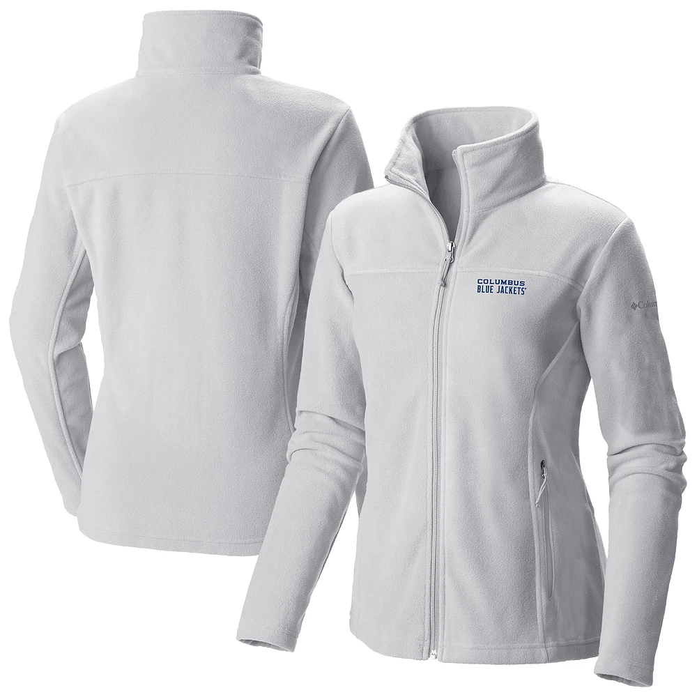 Women's Columbia White Columbus Blue Jackets Give & Go II Fleece Full-Zip Jacket