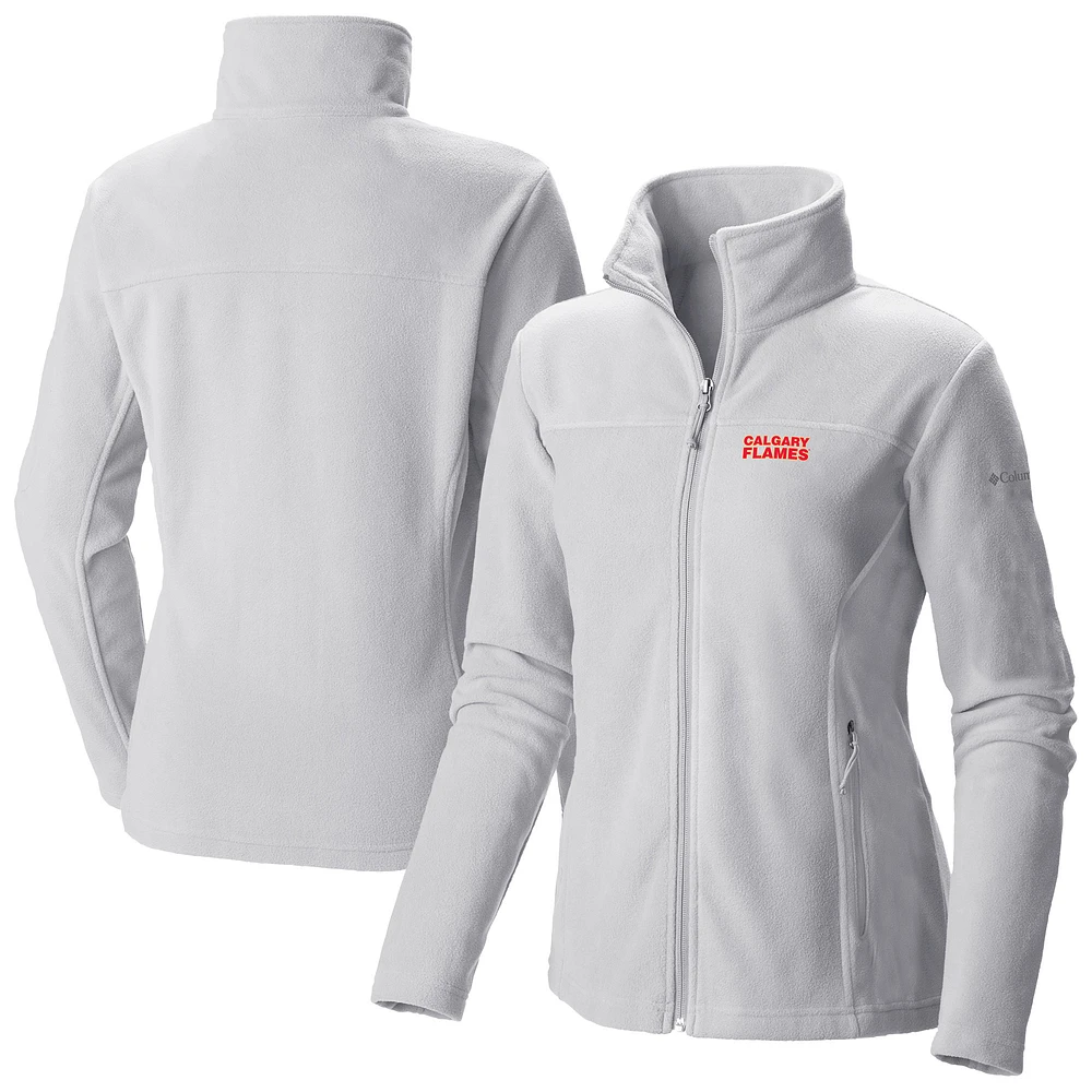 Women's Columbia White Calgary Flames Give & Go II Fleece Full-Zip Jacket