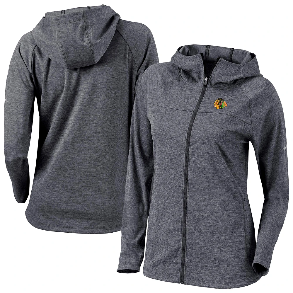 Women's Columbia Black Chicago Blackhawks Half Shot Omni-Wick Raglan Full-Zip Hoodie