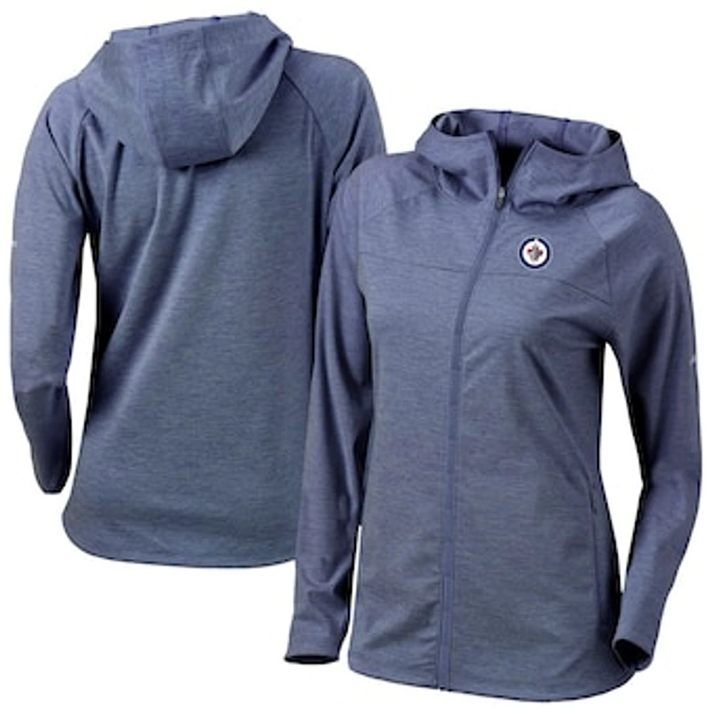 Women's Columbia Navy Winnipeg Jets Half Shot Omni-Wick Raglan Full-Zip Hoodie