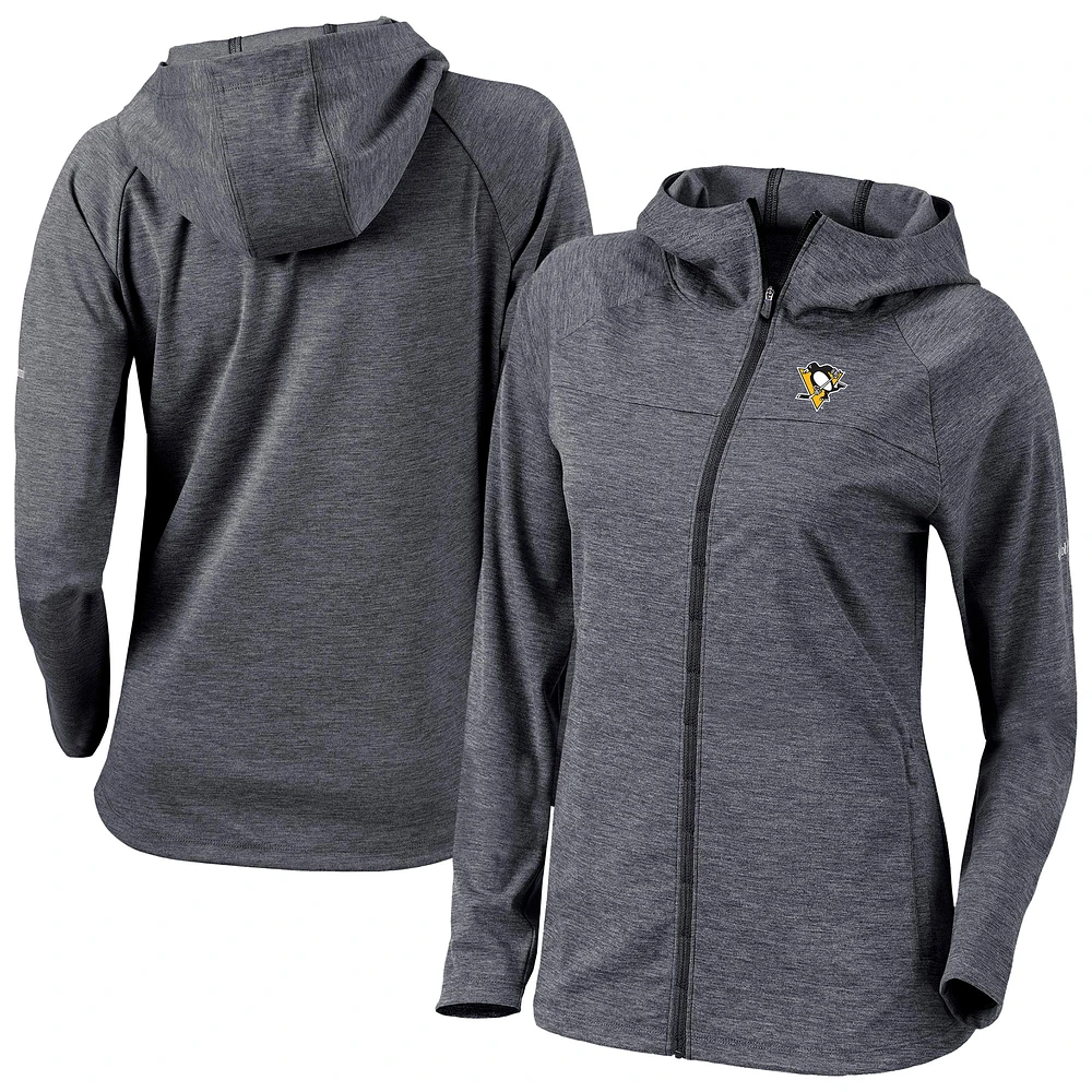 Women's Columbia Black Pittsburgh Penguins Half Shot Omni-Wick Raglan Full-Zip Hoodie