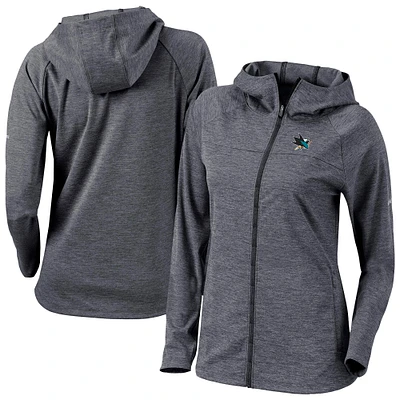 Women's Columbia Black San Jose Sharks Half Shot Omni-Wick Raglan Full-Zip Hoodie