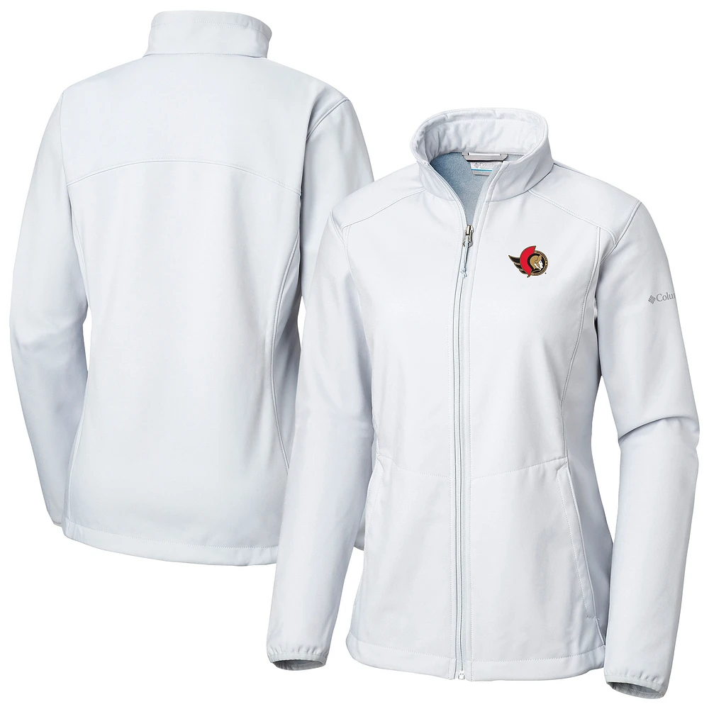 Women's Columbia White Ottawa Senators Kruser Ridge II Shoftshell Full-Zip Jacket