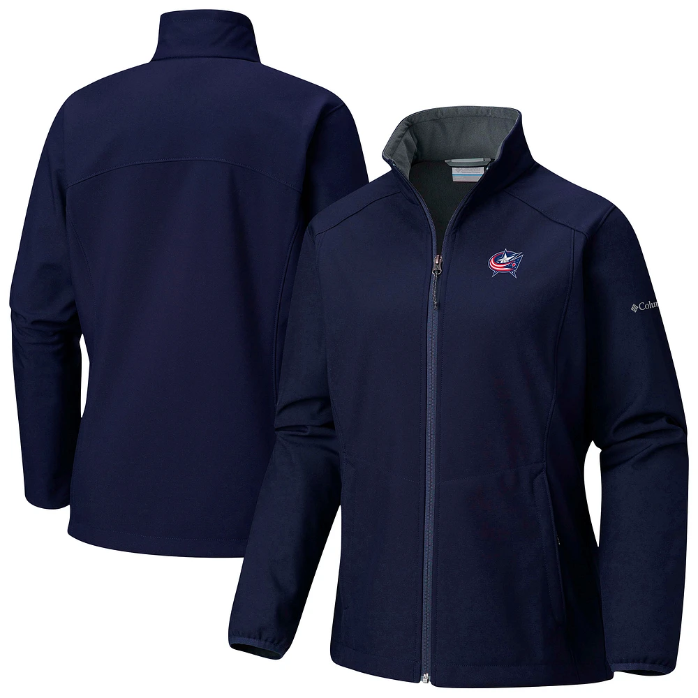 Women's Columbia Navy Columbus Blue Jackets Kruser Ridge II Shoftshell Full-Zip Jacket