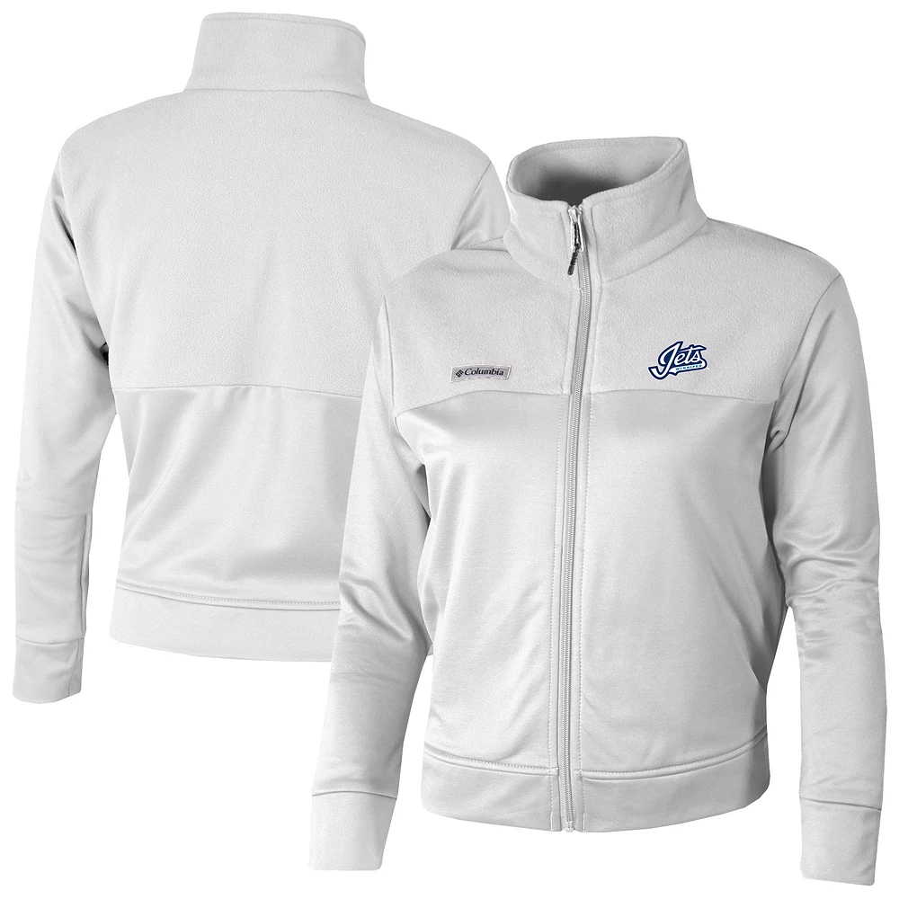 Women's Columbia White Winnipeg Jets Omni-Wick Cropped River Fleece Full-Zip Jacket
