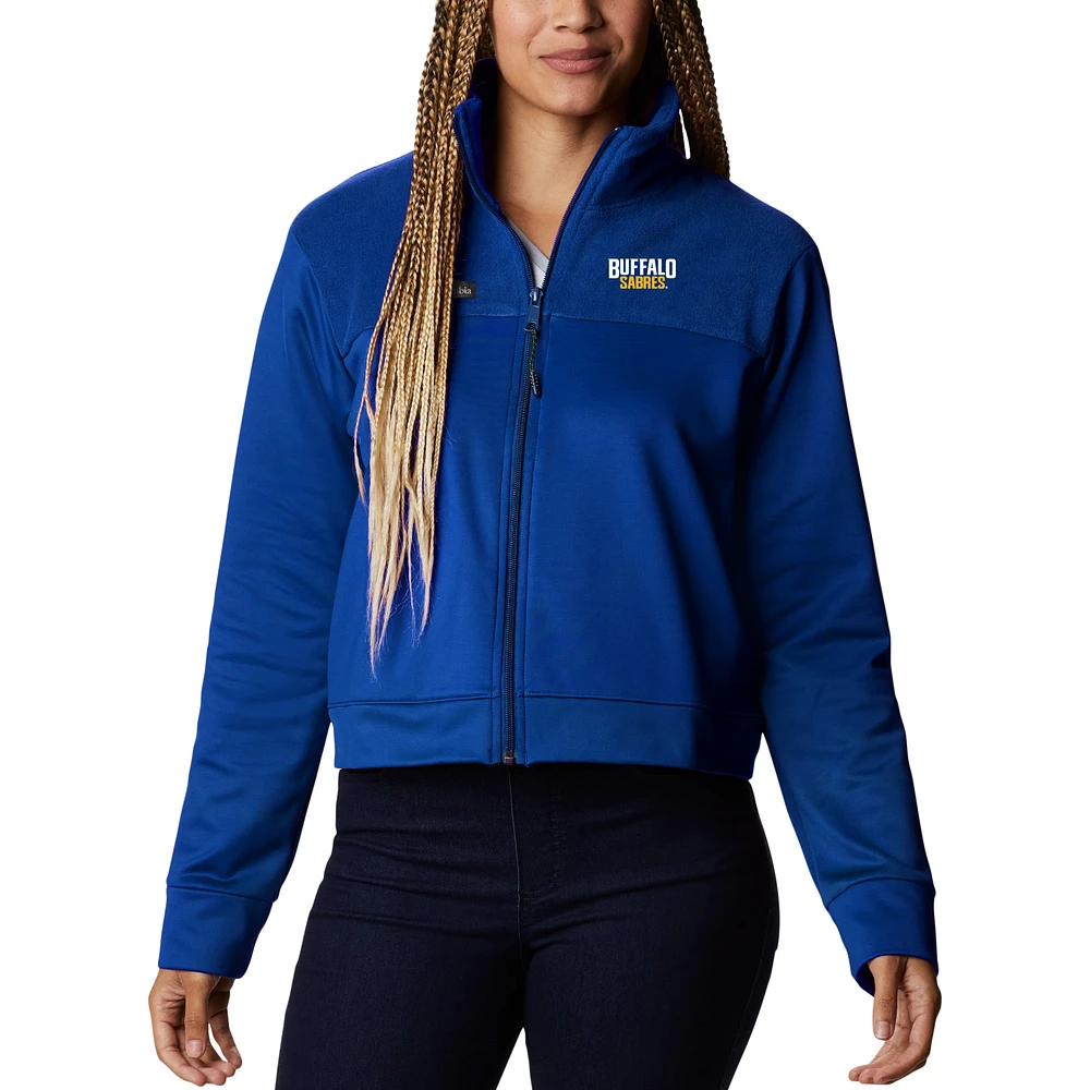 Women's Columbia Royal Buffalo Sabres Omni-Wick Cropped River Fleece Full-Zip Jacket
