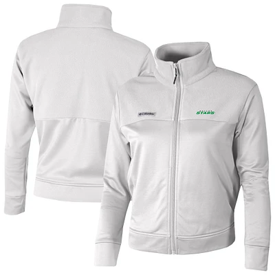 Women's Columbia White Dallas Stars Omni-Wick Cropped River Fleece Full-Zip Jacket