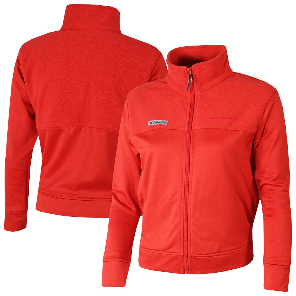 Women's Columbia Red Detroit Wings Omni-Wick Cropped River Fleece Full-Zip Jacket