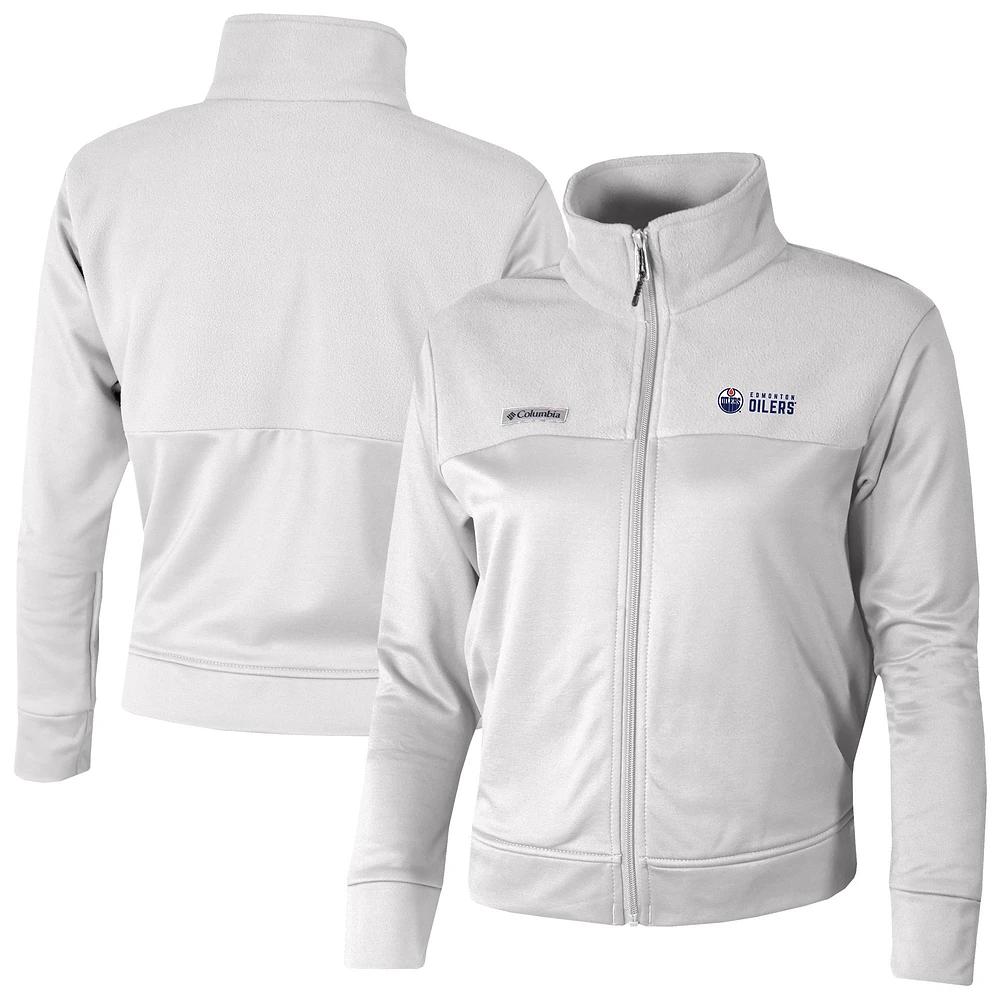 Women's Columbia White Edmonton Oilers Omni-Wick Cropped River Fleece Full-Zip Jacket