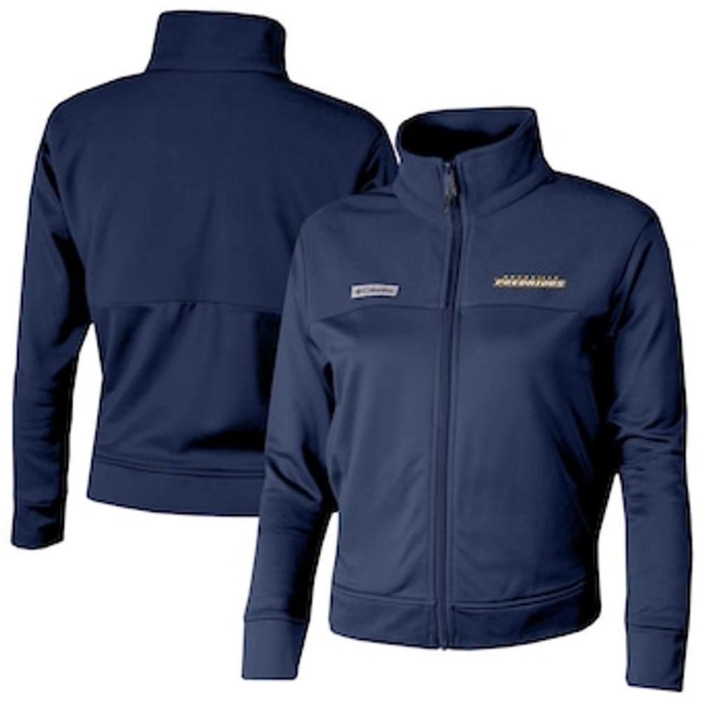 Women's Columbia Navy Nashville Predators Omni-Wick Cropped River Fleece Full-Zip Jacket