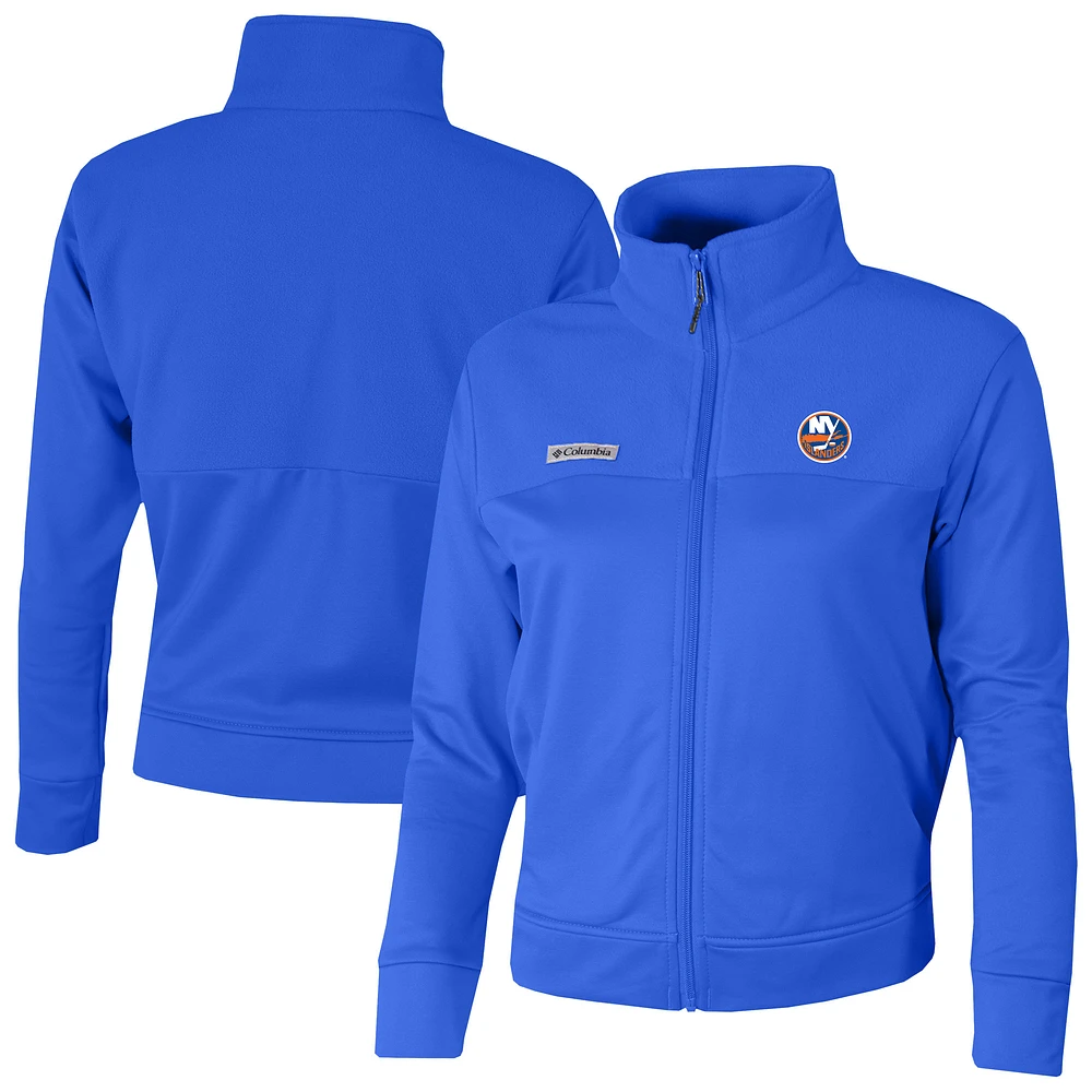 Women's Columbia Royal New York Islanders Omni-Wick Cropped River Fleece Full-Zip Jacket
