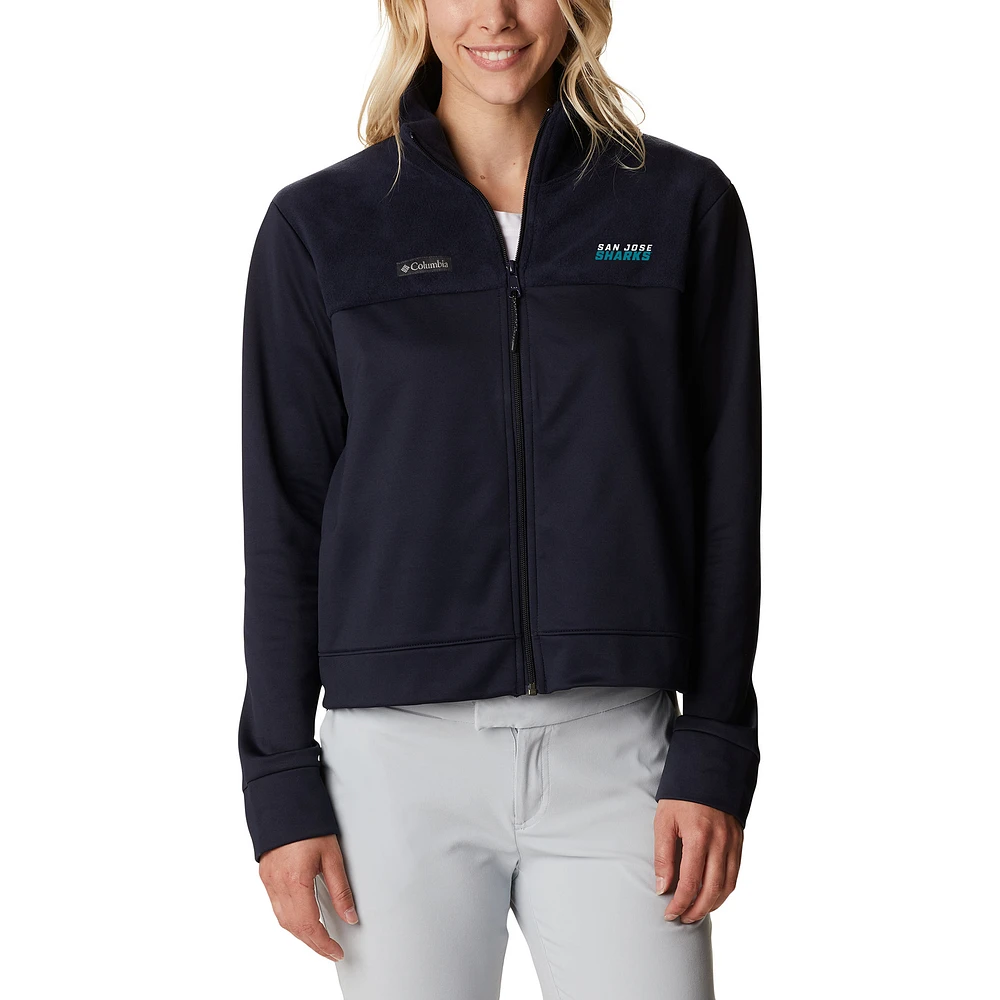 Women's Columbia San Jose Sharks Omni-Wick Cropped River Fleece Full-Zip Jacket