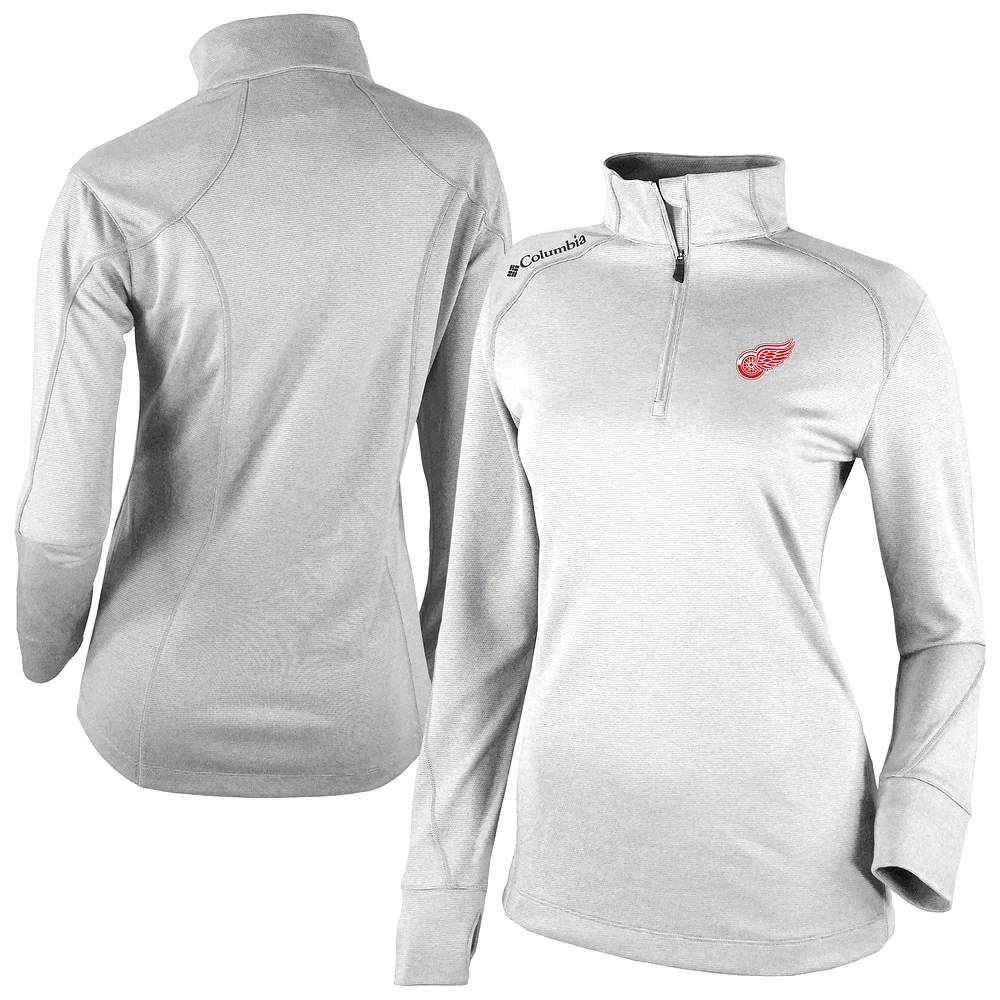Women's Columbia White Detroit Red Wings Shotgun Omni-Wick 2.0 Raglan Quarter-Zip Top