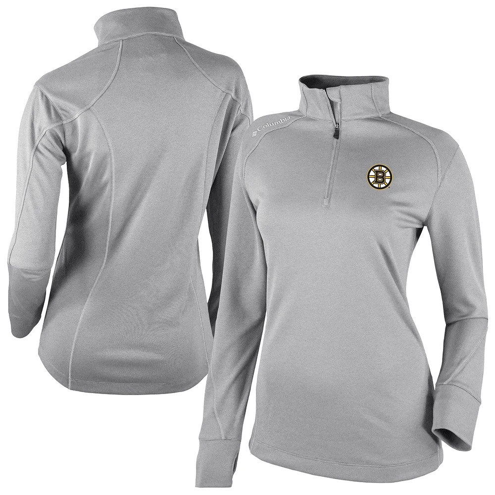 Women's Columbia Gray Boston Bruins Shotgun Omni-Wick 2.0 Raglan Quarter-Zip Top