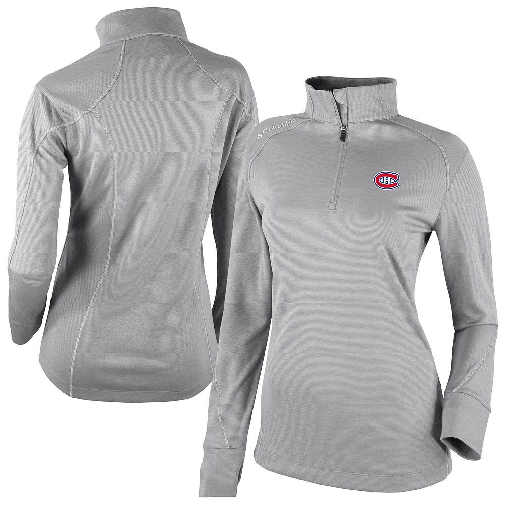Women's Columbia Gray Montreal Canadiens Shotgun Omni-Wick 2.0 Raglan Quarter-Zip Top