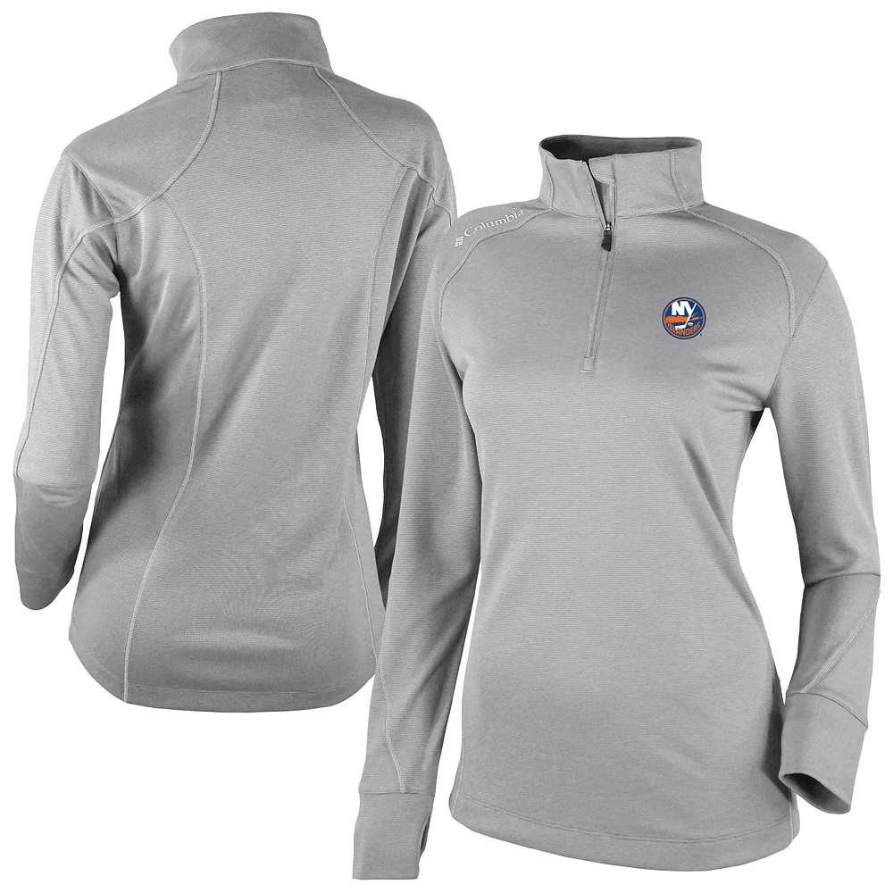 Women's Columbia Gray New York Islanders Shotgun Omni-Wick 2.0 Raglan Quarter-Zip Top