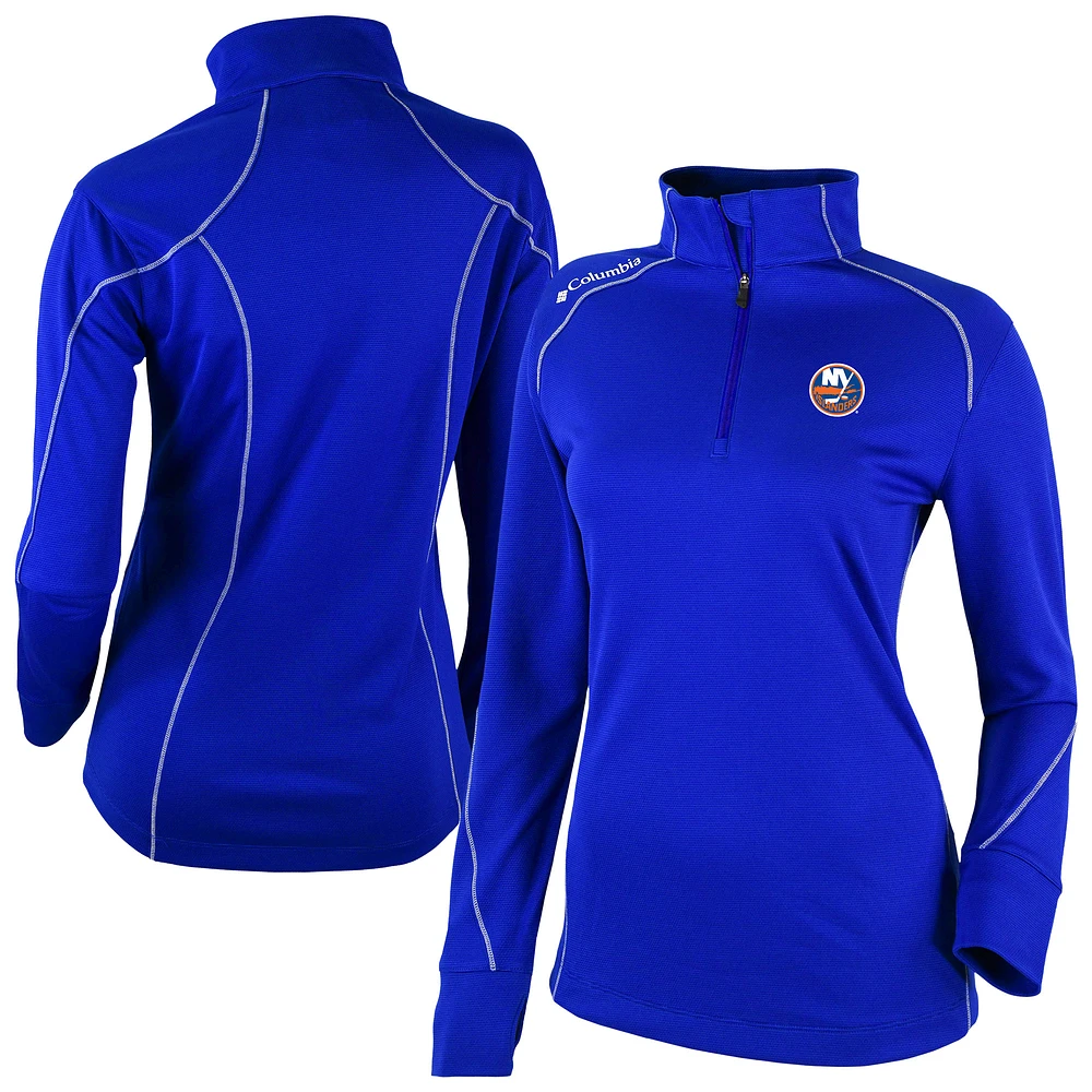 Women's Columbia Royal New York Islanders Shotgun Omni-Wick 2.0 Raglan Quarter-Zip Top