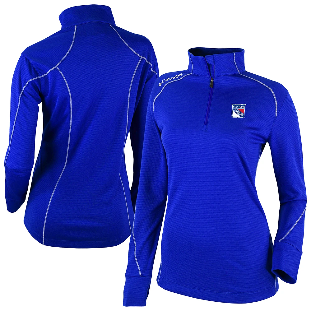 Women's Columbia Blue New York Rangers Shotgun Omni-Wick 2.0 Raglan Quarter-Zip Top