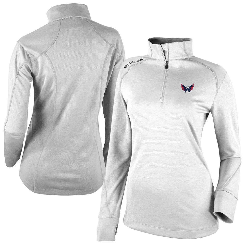 Women's Columbia White Washington Capitals Shotgun Omni-Wick 2.0 Raglan Quarter-Zip Top