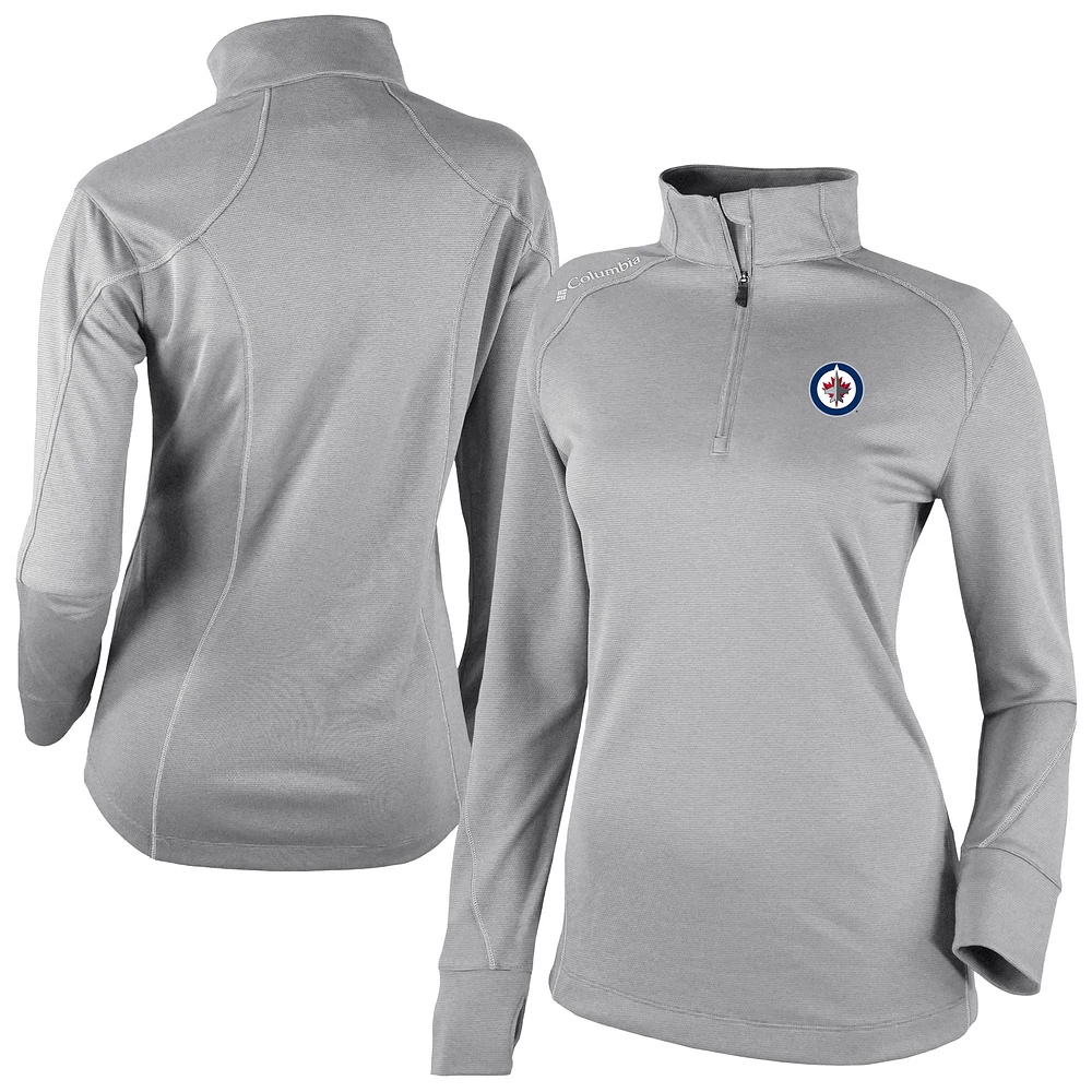Women's Columbia Gray Winnipeg Jets Shotgun Omni-Wick 2.0 Raglan Quarter-Zip Top