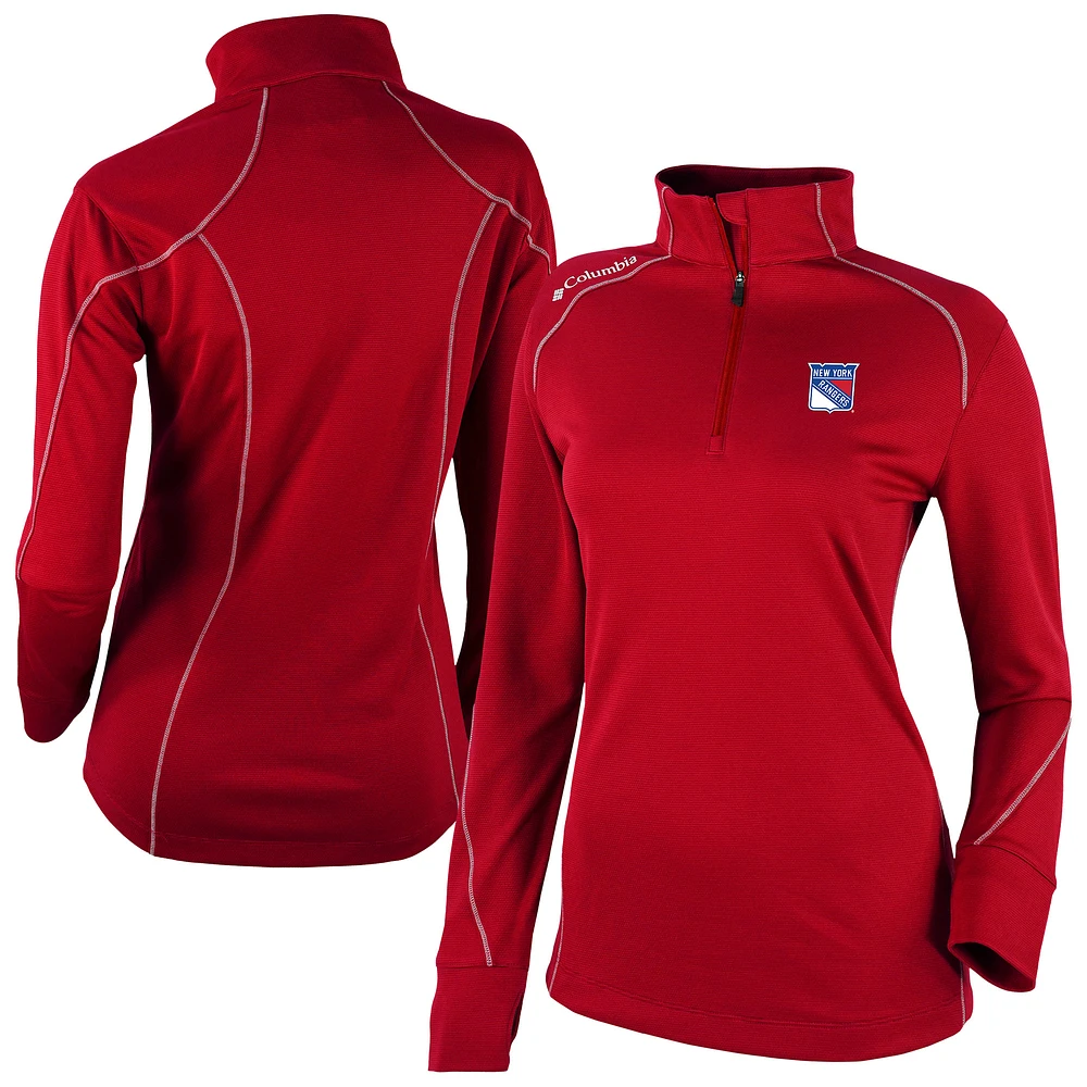 Women's Columbia Red New York Rangers Shotgun Omni-Wick 2.0 Raglan Quarter-Zip Top