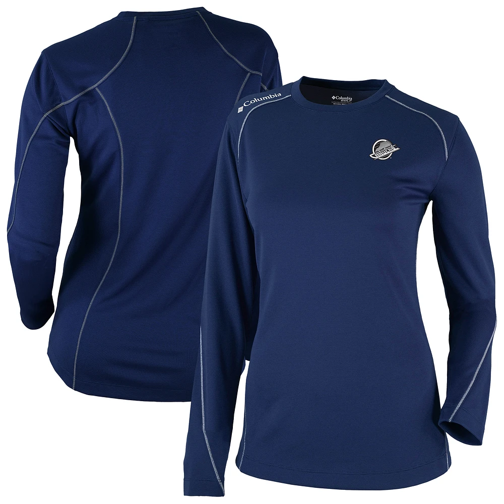 Women's Columbia Navy Vancouver Canucks Shotgun Omni-Wick Raglan Long Sleeve T-Shirt