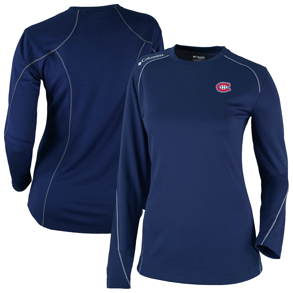 Women's Columbia Navy Montreal Canadiens Shotgun Omni-Wick Raglan Long Sleeve T-Shirt