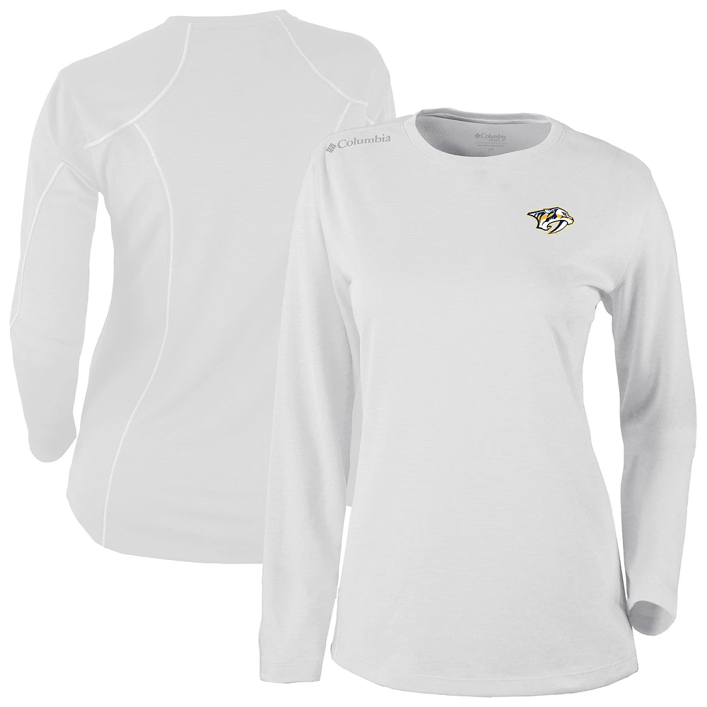 Women's Columbia White Nashville Predators Shotgun Omni-Wick Raglan Long Sleeve T-Shirt