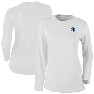 Women's Columbia White Seattle Kraken Shotgun Omni-Wick Raglan Long Sleeve T-Shirt
