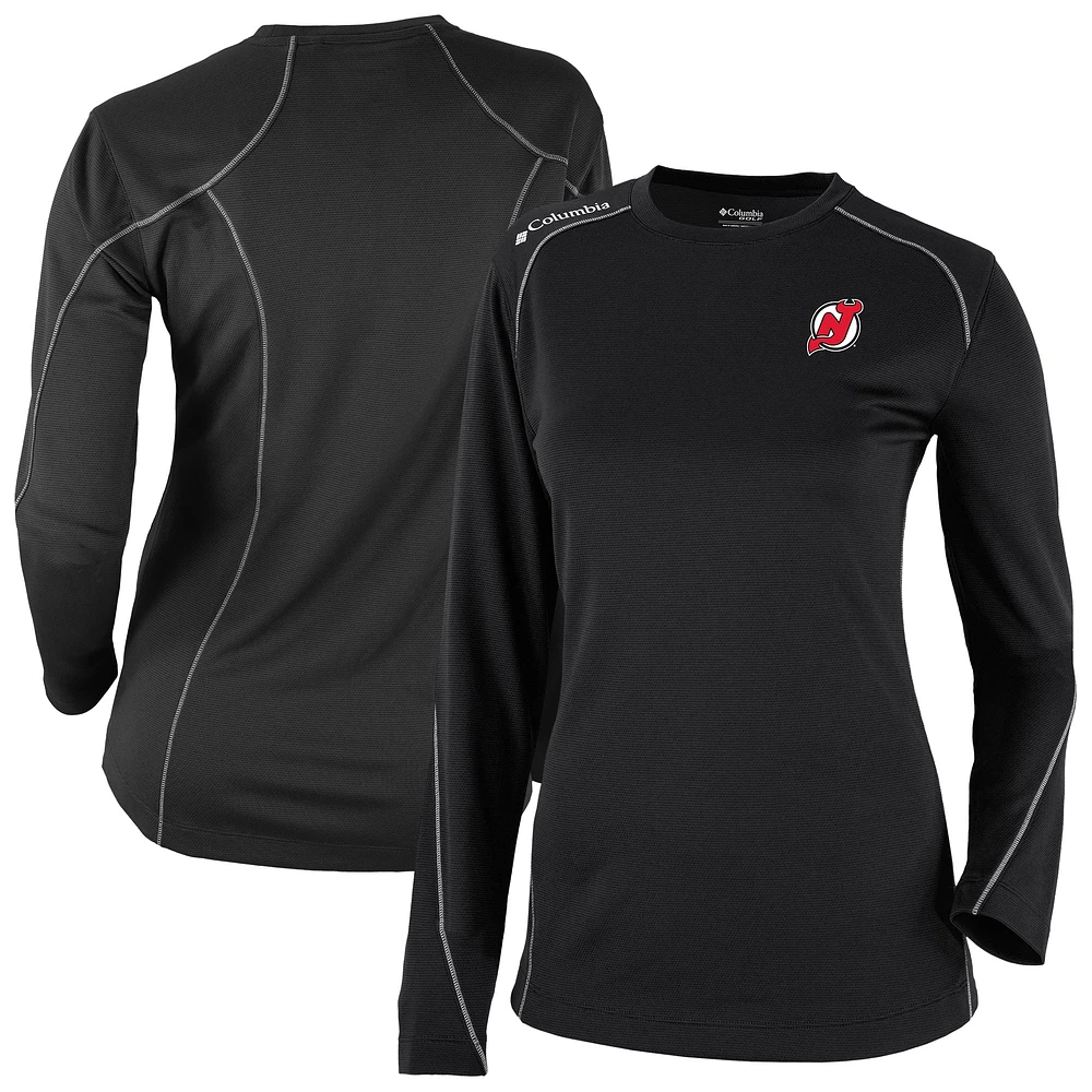 Women's Columbia Black New Jersey Devils Shotgun Omni-Wick Raglan Long Sleeve T-Shirt
