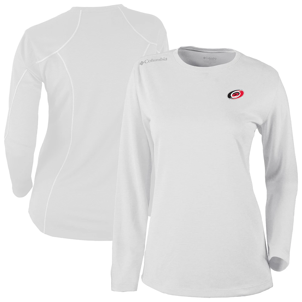Women's Columbia White Carolina Hurricanes Shotgun Omni-Wick Raglan Long Sleeve T-Shirt