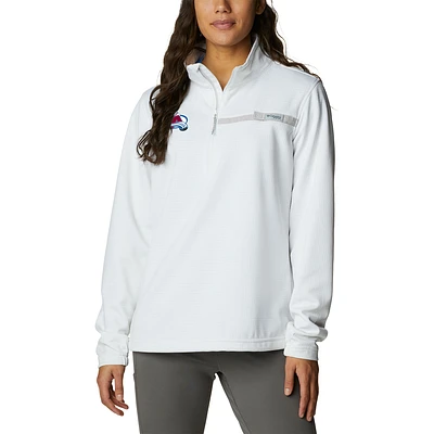 Women's Columbia White Colorado Avalanche Skiff Guide Fleece Omni-Shade Quarter-Zip Jacket